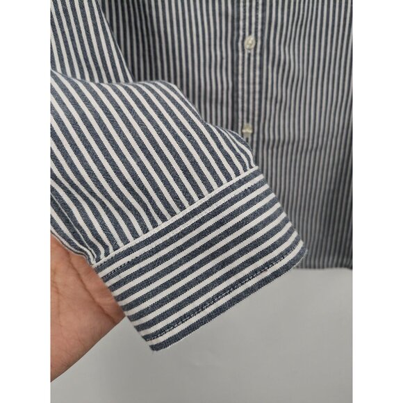 Old Navy Striped Button Up Shirt Women Size L Nautical Coastal Normcore Office - Picture 3 of 8